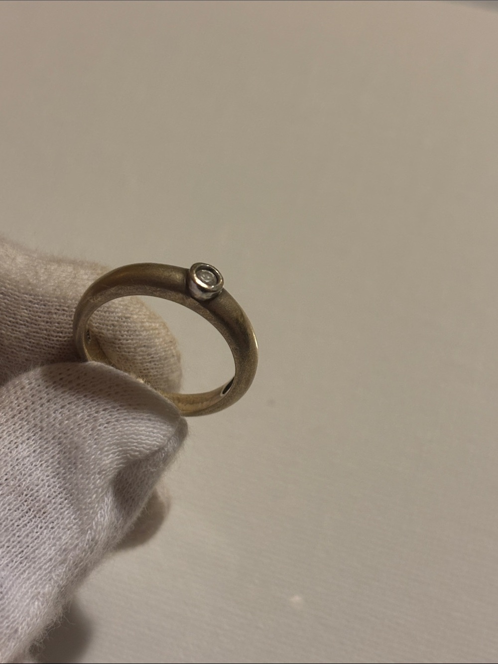 Vintage gold over 925 silver band with clear stone